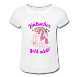 Mädchen-T-Shirt mit Raffungen - Weiß