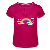 Mädchen-T-Shirt mit Raffungen - Fuchsia